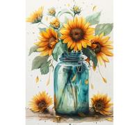 KEYIFA 5D DIY Diamond Painting Kits for Adults, Sunflower Full Drill Canvas Photo Diamond Art, Flowers Crystal Art Diamond Painting Craft Kits for Beginners, Home Wall Decor 30x40CM