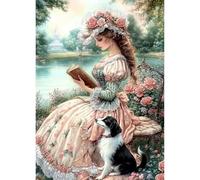 KEYIFA 5D DIY Dressed Lady Diamond Painting Kits for Adults, Full Drill Canvas Photo Diamond Art, Crystal Art Diamond Painting Craft Kits for Beginners, Home Wall Decor 30x40cm