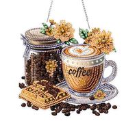 KEYIFA Diamond Art Kit for Erwachsene, Coffee Chocolate DIY Hanging Diamond Painting Crystal, Acrylic Gem Art Board, Diamantmalerei Anhänger, Hanging Ornaments Kit for Home Decor