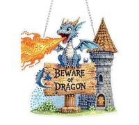 KEYIFA Diamond Art Kit for Erwachsene, Dragon Castle DIY Hanging Diamond Painting Crystal, Acrylic Gem Art Board, Diamantmalerei Anhänger, Hanging Ornaments Kit for Home Decor