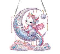 KEYIFA Diamond Art Kit for Erwachsene, Dragon on The Moon DIY Hanging Diamond Painting Crystal, Acrylic Gem Art Board, Diamantmalerei Anhänger, Hanging Ornaments Kit for Home Decor