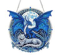 KEYIFA Diamond Art Kit for Erwachsene, Ice Blue Dragon DIY Hanging Diamond Painting Crystal, Acrylic Gem Art Board, Diamantmalerei Anhänger, Hanging Ornaments Kit for Home Decor