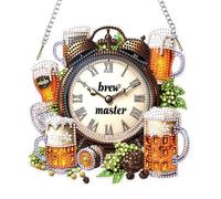 KEYIFA Diamond Art Kit for Erwachsene, Master Brewer's Clock DIY Hanging Diamond Painting Crystal, Acrylic Gem Art Board, Diamantmalerei Anhänger, Hanging Ornaments Kit for Home Decor