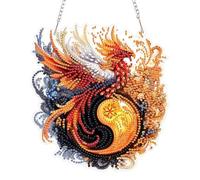 KEYIFA Diamond Art Kit for Erwachsene, Phoenix Yin Yang Flame DIY Hanging Diamond Painting Crystal, Acrylic Gem Art Board, Diamantmalerei Anhänger, Hanging Ornaments Kit for Home Decor