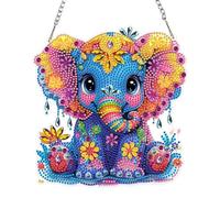 KEYIFA Diamond Art Kit for Erwachsene, Rainbow Elephant DIY Hanging Diamond Painting Crystal, Acrylic Gem Art Board, Diamantmalerei Anhänger, Hanging Ornaments Kit for Home Decor