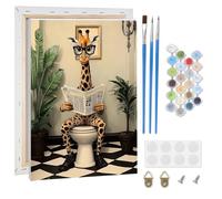 KEYIFA Giraffe Paint by Numbers for Adults on Framed Canvas, Painting by Number Canvas Kits with Paint Brushes, DIY Craft Oil Painting Art Kits for Adults, Home Wall Decor 20x30cm