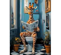 KEYIFA Giraffe Reading Paint by Numbers for Adults, Painting by Number Canvas Kits with Acrylic Paint Brushes, DIY Craft Oil Painting Art Kits for Adults, Home Wall Decor 30x40cm