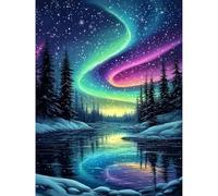 KEYIFA Northern Lights Paint by Numbers for Adults, Painting by Number Canvas Kits with Acrylic Paint Brushes, DIY Craft Oil Painting Art Kits for Adults, Home Wall Decor 30x40cm