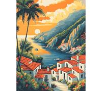 KEYIFA Paint by Numbers for Adults, Bay Town Painting by Number Canvas Kits with Acrylic Paint Brushes, DIY Craft Oil Painting Art Kits for Adults, Home Wall Decor