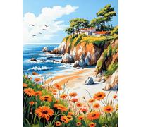 KEYIFA Paint by Numbers for Adults, Cliff View Painting by Number Canvas Kits with Acrylic Paint Brushes, DIY Craft Oil Painting Art Kits for Adults, Home Wall Decor
