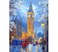 KEYIFA Paint by Numbers for Adults, London Big Ben City Painting by Number Canvas Kits with Acrylic Paint Brushes, DIY Craft Oil Painting Art Kits for Adults, Home Wall Decor 30x40CM