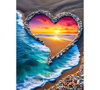 KEYIFA Paint by Numbers for Adults, Love Stone Beach Painting by Number Canvas Kits with Acrylic Paint Brushes, DIY Craft Oil Painting Art Kits for Adults, Home Wall Decor 30x40cm