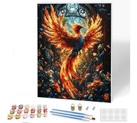 KEYIFA Paint by Numbers for Adults on Framed Canvas, Phoenix Painting by Number Canvas Kits with Acrylic Paint Brushes, DIY Craft Oil Painting Art Kits for Adults, Home Wall Decor 30x40cm