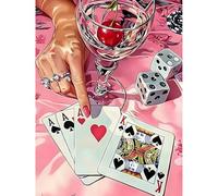 KEYIFA Paint by Numbers for Adults, Playing Cards Painting by Number Canvas Kits with Acrylic Paint Brushes, DIY Craft Oil Painting Art Kits for Adults, Home Wall Decor 30x40CM