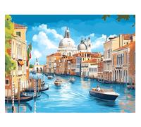 KEYIFA Paint by Numbers for Adults, Venice Canal Painting by Number Canvas Kits with Acrylic Paint Brushes, DIY Craft Oil Painting Art Kits for Adults, Home Wall Decor 40x30CM