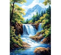 KEYIFA Paint by Numbers for Adults, Waterfall Landscape Painting by Number Canvas Kits with Acrylic Paint Brushes, DIY Craft Oil Painting Art Kits for Adults, Home Wall Decor 30x40CM