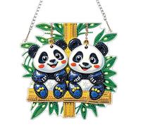 KEYIFA Panda Diamond Art Kit for Erwachsene, DIY Hanging Diamond with Bamboo Painting Crystal, Acrylic Gem Art Board, Diamantmalerei Anhänger, Hanging Ornaments Kit for Home Decor