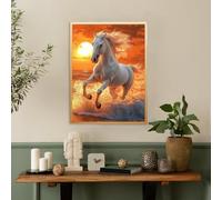 KEYIFA Running Horse Paint by Numbers for Adults, Sunset Painting by Number Canvas Kits with Acrylic Paint Brushes, DIY Craft Oil Painting Art Kits for Adults, Home Wall Decor 30x40cm