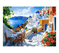 KEYIFA Seaside Paint by Numbers for Adults, SceneryPainting by Number Canvas Kits with Acrylic Paint Brushes, DIY Landscapes Craft Oil Painting Art Kits for Adults, Home Wall Decor 40x30cm
