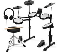 KEYIVOX MT20C Electronic Battery with 4 Mesh Pads, 150 Sounds, 30 Songs, 15 Kits, USB MIDI, Headphones, Thrones, Sticks, Pedals for Beginners Adults Home Use