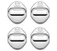KEYLEON 4 Pcs Car Latch Protective Cover for Mazda CX-3 2018-2023, Car Stainless Steel Door Lock Cover Vehicle Door Lock Guard Stopper,Silver