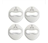 KEYLEON 4 Pcs Car Latch Protective Cover for Mitsubishi Shogun IV (3-door) 2014-2019, Car Stainless Steel Door Lock Cover Vehicle Door Lock Guard Stopper,Silver