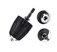 Keyless Adapter Chuck 0.8-10mm Drill Converter 3/8" 24UNF Thread Adapter with 1/4" Hex Shank Black