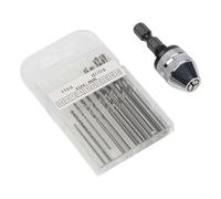 Keyless Drill Chuck Adapter for 0.3-3.6 mm Drill Bits, 1/4" Hex Shank, Aluminum Alloy & Carbon Steel, for Electric Screwdrivers and Power Dr(11PCS)