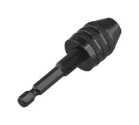 Keyless Drill Chuck Adapter for Cordless Power Screwdrivers - a Quarter Hex Shank 0.3-8 Millimeters Capacity Quick-Change Drill Conversion Gadget Carbon Steel Pc Plastic Black(0.3-3.4MM)
