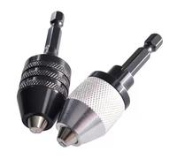 Keyless Drill Chuck Bit, 2Pcs Drill Chuck Adapter 1/4 Inch Hex Shank Quick Change Chuck Converter Drill Tool Attachment Adapter (0.6-8mm,0.3-6.5mm)