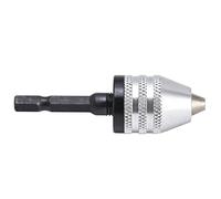Keyless Drill Chuck Impact Driver Bit Adapter 3 Jaws 1/4in Hex Shank 0.3 to 6.5mm Silver for Electric Grinder
