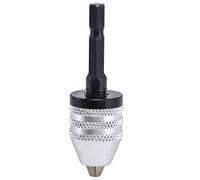 Keyless Drill Chuck Impact Driver Bit Adapter Converter 3 Jaws 1/4in Hex Shank 0.3-6.5mm Silver