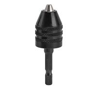 Keyless Drill Chuck Impact Driver Bit Adapter Converter 3 Jaws 1/4in Hex Shank 0.6-8mm Black