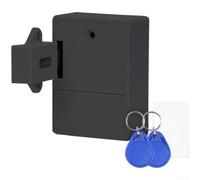 Keyless Electronic Cabinet Lock, Smart Card Swipe Drawer Lock with Auto Rebound Function, No Drilling Install, Fireproof ABS Material(Black)