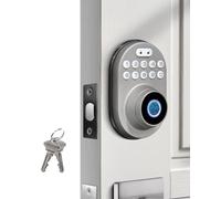 Keyless-Entry Deadbolt Smart Lock: MENDOCK UF03-SG GreenShield No APP Electric Locks for Front Door, Digital Exterior Locksets, Automatic Biometric Fingerprint with Keypad, Waterproof (Sky Grey)