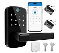 Keyless Entry Door Lock with Gateway: Smart Door Lock with Fingerprint - Keypad Door Lock with App Control - Digital Door Lock for Front Door - Smart Lock for Garage, Home, Office and Rental