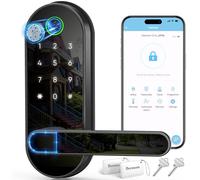 Keyless-Entry Fingerprint Digital Smart Lock: Electronic Door Lock with Code Passcode, Electric Door Knob, Biometric Door Handle (Black)