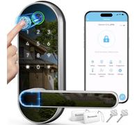 Keyless-Entry Fingerprint Digital Smart Lock: Electronic Door Lock with Code Passcode, Electric Door Knob, Biometric Door Handle (Silver)