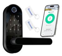 Keyless-Entry Fingerprint Digital Smart Lock: Electronic Door Lock with Code Passcode, Electric Door Knob, Biometric Door Handle (Black)