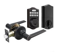 Keyless Entry Fingerprint Door Lock with Adjustable Size, IP65 Waterproof, Flexible Unlocking Methods, Zinc Alloy Design (Black with Gold)