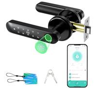 Keyless Entry Smart Door Knob - 5-in-1 Biometric Fingerprint Lock with APP, Code, IC Card Access for Home, Bedroom, Office Security