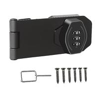 Keyless Hasp Latch Lock,Cyrmiug 3-Digit Combination Lock Twist Knob Cabinet Combination Lock,Door Security Slide Latch Lock for Small Doors,Cabinets,Barn Door,Bathroom,Outdoor (4 Inch,Black)