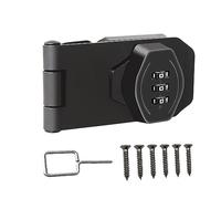 Keyless Hasp Latch Lock,Cyrmiug 3-Digit Combination Lock Twist Knob Cabinet Combination Lock,Door Security Slide Latch Lock for Small Doors,Cabinets,Barn Door,Bathroom,Outdoor (3 Inch,Black)
