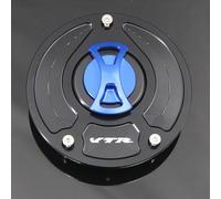 Keyless Motorcycle Fuel Gas Tank cap Cover/Fit For Honda VTR1000F Firestorm SuperHawk 1997-2017, VTR1000 SP-2 2000-2017 Motorcycle Gas Cap Gas Fuel Tank(Blue with logo)