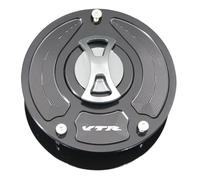 Keyless Motorcycle Fuel Gas Tank cap Cover/Fit For Honda VTR1000F Firestorm SuperHawk 1997-2017, VTR1000 SP-2 2000-2017 Motorcycle Gas Cap Gas Fuel Tank(Gray with logo)