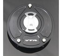 Keyless Motorcycle Fuel Gas Tank cap Cover/Fit For Honda VTR1000F Firestorm SuperHawk 1997-2017, VTR1000 SP-2 2000-2017 Motorcycle Gas Cap Gas Fuel Tank(Silver with logo)