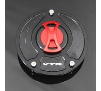 Keyless Motorcycle Fuel Gas Tank cap Cover/Fit For Honda VTR1000F Firestorm SuperHawk 1997-2017, VTR1000 SP-2 2000-2017 Motorcycle Gas Cap Gas Fuel Tank(Red with logo)