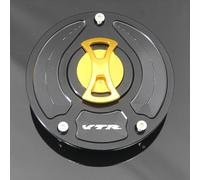 Keyless Motorcycle Fuel Gas Tank cap Cover/Fit For Honda VTR1000F Firestorm SuperHawk 1997-2017, VTR1000 SP-2 2000-2017 Motorcycle Gas Cap Gas Fuel Tank(Gold with logo)