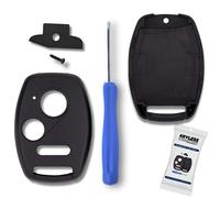 KeylessPros 3-BTN Case Keyless Entry Remote Key Fob Shell Replacement, fits Honda Civic LX, CR-V, CR-Z, Pilot, Fit, Insight, Odyssey, Ridgeline, Accord Crosstour, NO Cutting Required