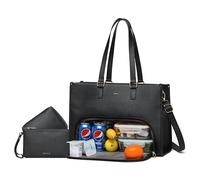 Keyli 3PCS Sets Lunch Tote Bag for Women Laptop Bag for Women 15.6 Inch with Insulated Lunch Compartment Computer Briefcase Waterproof Handbag Large Capacity Business Teacher Office Laptop Purse
